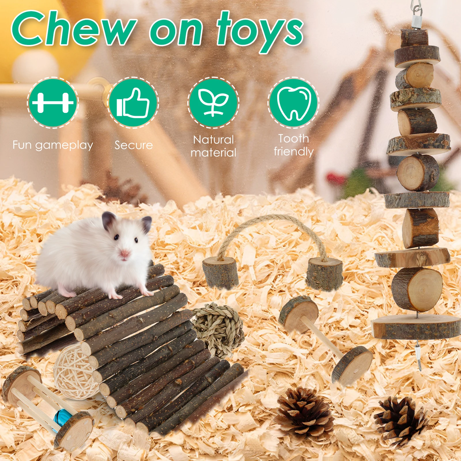 Natural Wood Small Animal Teeth Cleaning Toys