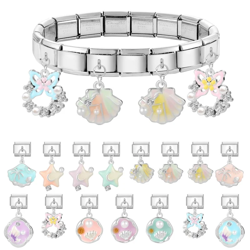 Ocean Series Shell Pendant Stainless Steel Bracelet DIY Making
