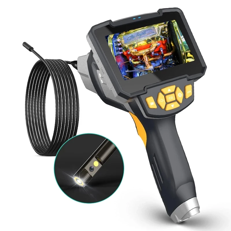 

1080P Dual Lens Industrial Endoscope 4.3in LCD Display Portable Digital Borescope IP67 Waterproof Pipe Inspection Mini Camera