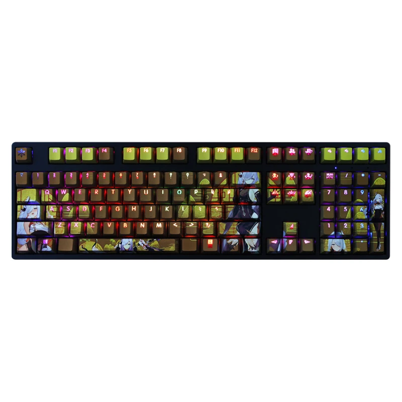 108 키/세트 Genshin Impact Shenhe DIY 제비 스타 코팅 백라이트 SWS 키캡, Corsair Razer 체리 기계식 키보드용