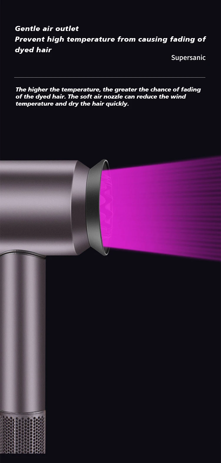 Leafless Hollow Electric Hair Dryer 220V/110V Household Negative Ion Fast Drying Strong Constant High-power Electric Hair Dryer