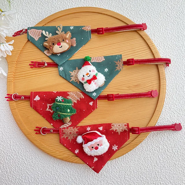 1PC Pet Triangle Towel Collar Christmas New Cute Cat Christmas Accessories Dog Collar Red Pet Supplies Festival Decoration