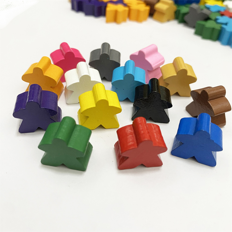 20PCS Wooden Meeples 14 colors 16mm Extra Board Game Pawns Pieces Replacement Tabletop Gaming components and Upgrade Accessories