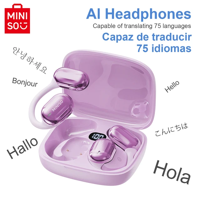 MINISO Bluetooth Headphones MINISO Language Translator Earbuds, AI