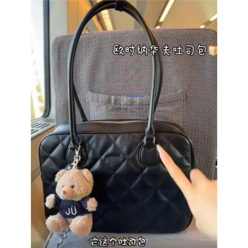 JIAERDI Diamond Grid White Shoulder Bag Wallet Women 2025 Large Capacity Bowling Tote Bag Ladies Harajuku Aesthetic Handbag Y2k