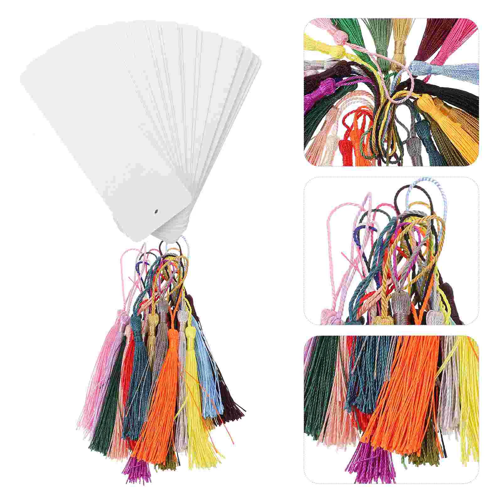 

Plain Bookmarks Craft Labels Blank Bookmarks with Hole and Tassels Art DIY Printing Craft Bookmarks to Color Label