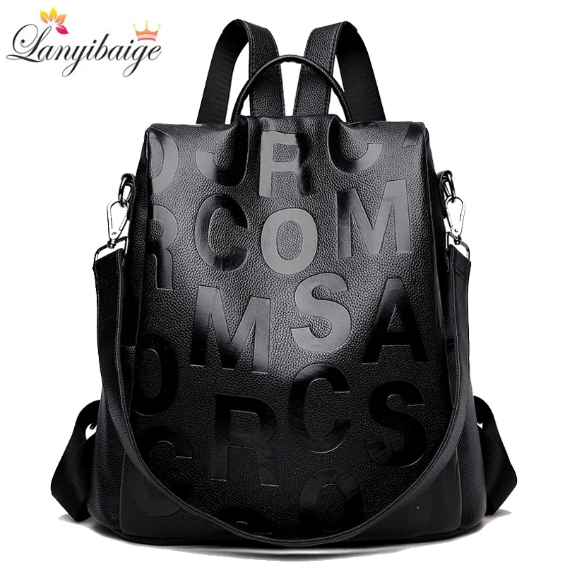 

New High Quality Leather Women Designer Backpack Large Capacity Female Shoulder Bag SchoolBag Travel Bagpack Ladies Knapsack Sac