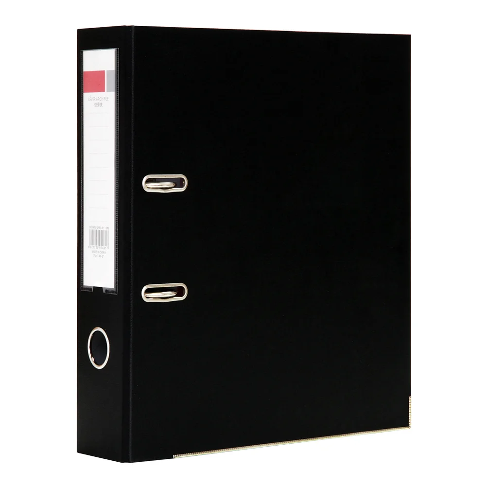 

A4 Size Plastic Lever Arch File Folders with Clip and Finger Grip Hole (Black)