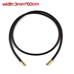 Unisex Leather & Chain Necklace with Stainless Steel Clasp - 50cm (C - Brown 3mm)