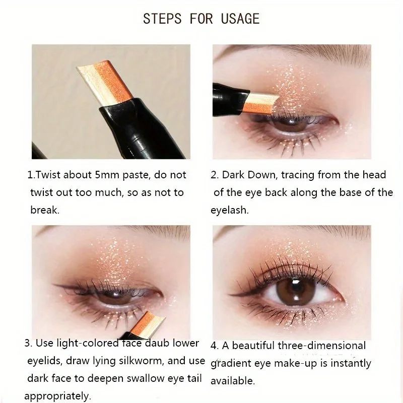 Glitter Double Color Gradient Eyeshadow Stick Pencil Two Tone Shimmer Metallic Lazy Eye Shadow Pen Waterproof 2 in 1 Eye Makeup 6 Glitter Double Color Gradient Eyeshadow Stick Pencil Two Tone Shimmer Metallic Lazy Eye Shadow Pen Waterproof 2 in 1 Eye Makeup 6
