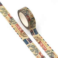 1PC 10M Decorative Retro Postage Stamps Washi Tape for Christmas Gift Wrap Planner Adhesive Masking Tape Cute Papeleria 2