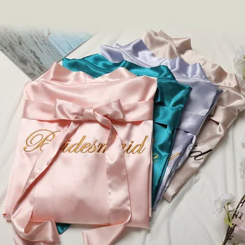 Sposa damigella d'onore mattina Kimono accappatoio abito ricamo abito da sposa camicia da notte estate camicia da notte femminile sciolto raso Home Wear