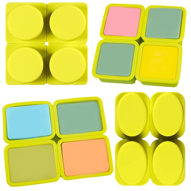 4 Cell Sponge Silicone Soap Mold Square Silicone Molds for Chocolate Cupcake Cornbread Muffin Soap