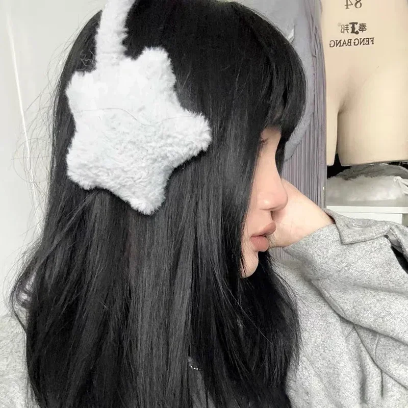 Star Fluffy Ear Muffs Earplugs Cold Protection Woman Ear Cover Solid Plush Earmuffs Warm Headphones Girl Accessories Gifts warm earmuffs fur earmuffs