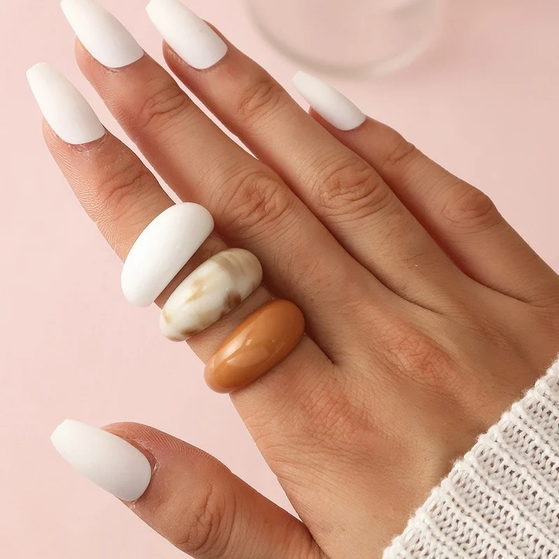

3pcs/lot Korea Acrylic Resin Rings Set Aestethic Fashion Jewelry Gifts Temperament Fidget Ring for Women Anillos Mujer