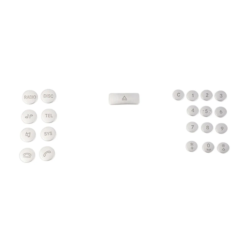 

22 PCS/set Silver ABS Car Air Conditioning CD Panel Button Decorative Sticker For Mercedes-Benz C Class W204 GLK X204 2007-2012