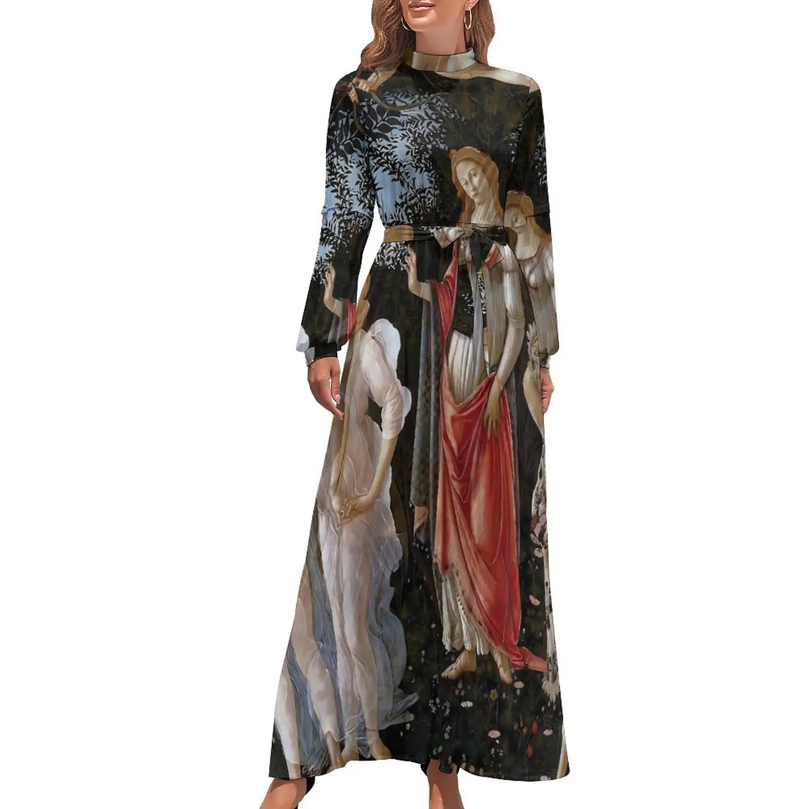 

Sandros Botticelli 1470-80 Dress Primavera Kawaii Maxi Dress Streetwear Beach Long Dresses High Waist Printed Clothes