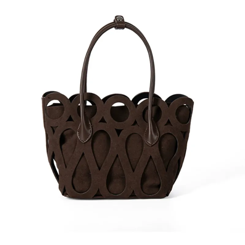 Design Women's Handbag Hollow Out Shoulder Bucket Crossbody Bag Fashionable Tote Bag Elegant Luxury Female Bolso