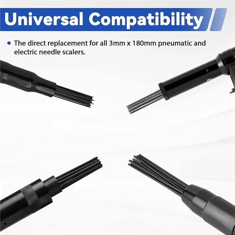 ABVJ-헤비 듀티 망간강 100개 3X180mm 공압식 전기 니들 스케일러용 디스케일링 니들