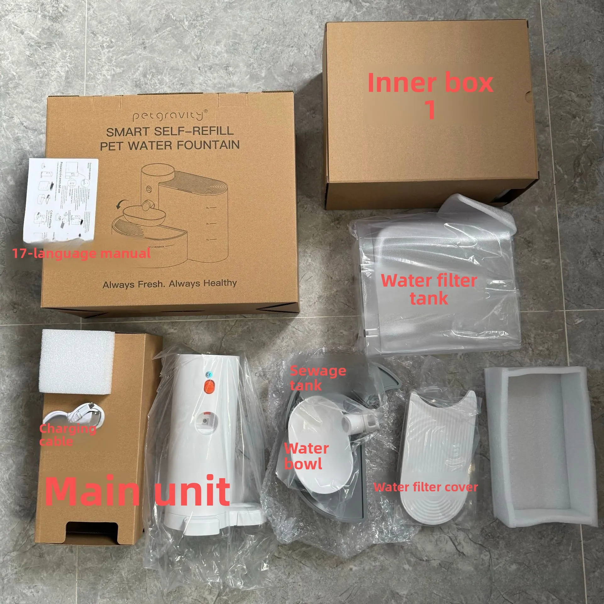 מתקן מים חכם לחיות מחמד, ציוד לחתולים וכלבים, אוניברסלי, אטרקטיבי, אוטומטי, עם מצלמה וטעינה מסוג pe-C