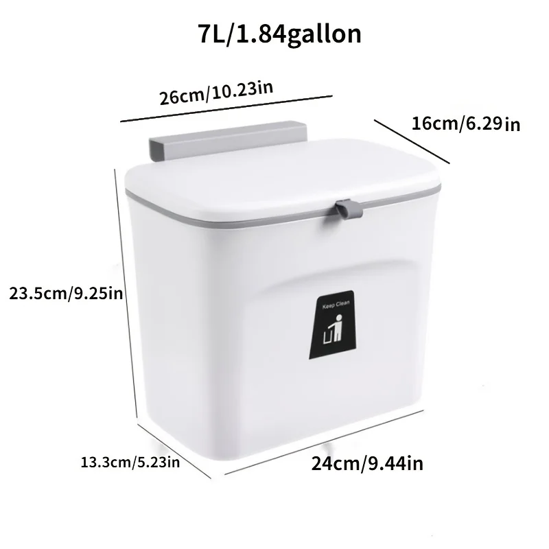 1PC Wall-Mounted Trash Bin with Slide Lid, No Drilling Required, Space-Saving Design, Ideal for Kitchen, Living Room, Bathroom 4