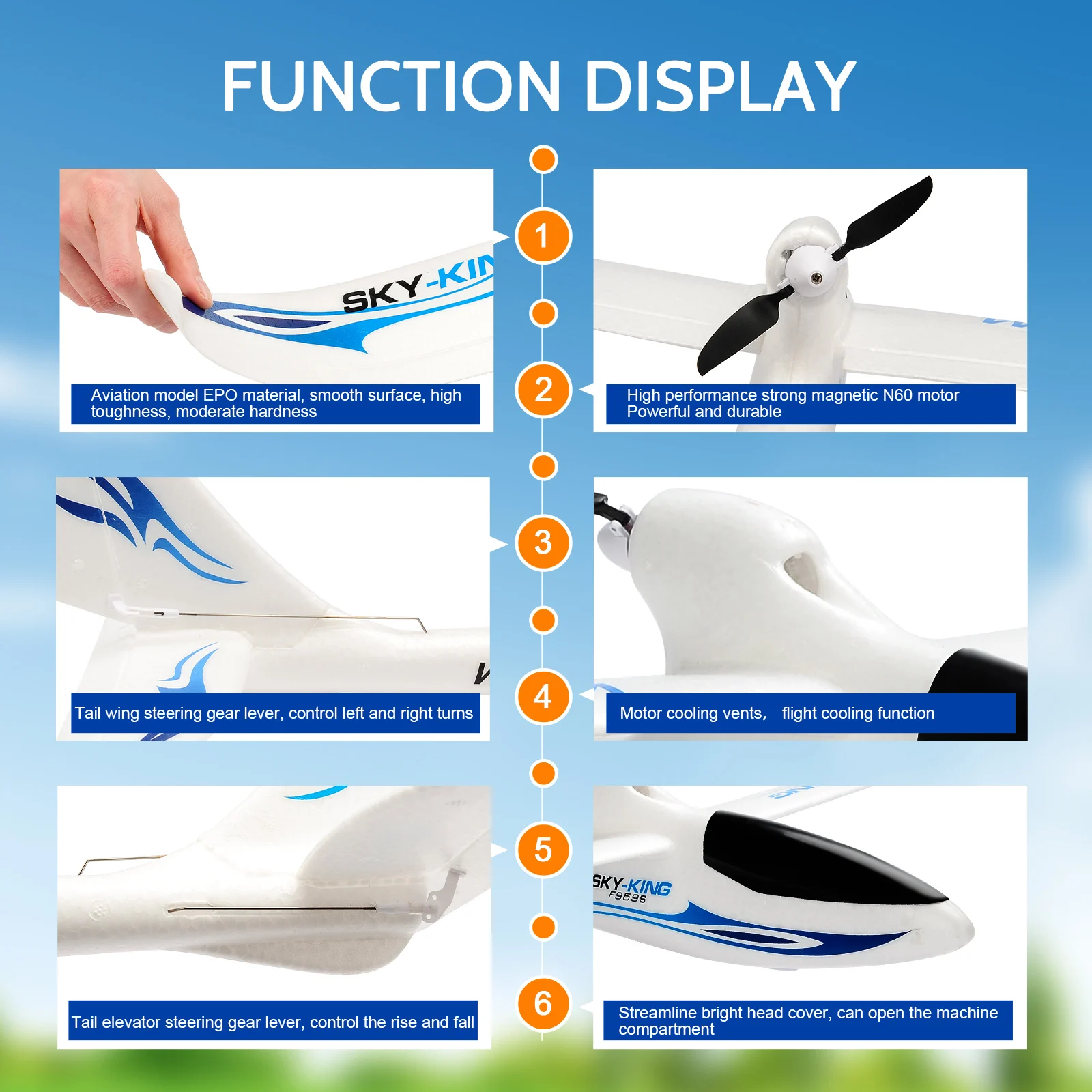 F959S RC Plane 2.4G 3CH 6-Axis Gyro Remote Control Plane Aircraft Fixed Wingspan RTF RC Airplane Outdoor Toys For Boys  Gifts 5