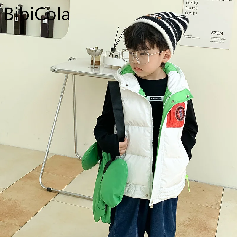

Kids Cute Winter Cotton Clothing Thickened Down Girls vesJacket Baby Children Winter Warm Coat Zipper Hooded vest Boys Outwear