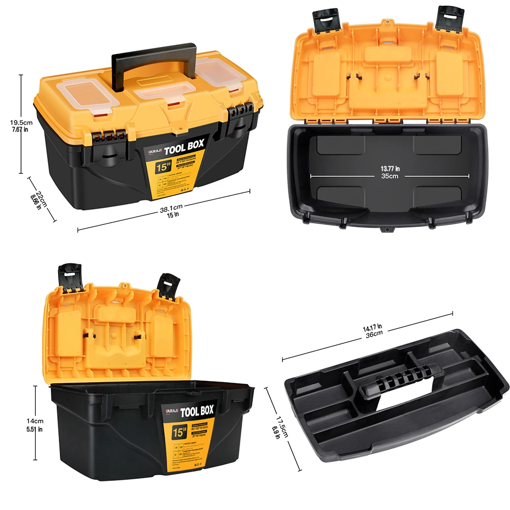 AIRAJ 15 Inch Toolbox Large Capacity Plastic Thickening Durable