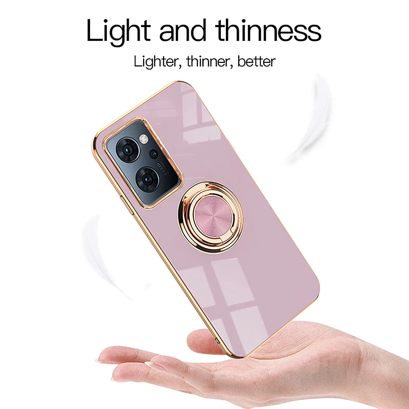 Luxury Plating Ring Holder Stand Phone Case with Back Cover