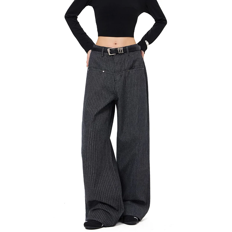 YIBASHU Women Vintage Baggy Stripe Jeans High Waist Grunge Denim Trousers 2000s Y2k Harajuku Aesthetic Pants Trashy Clothes 2026 4