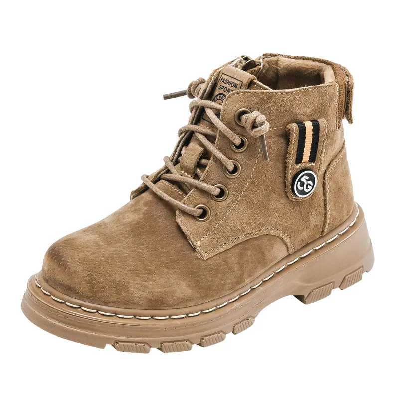 

Autumn Winter Kids Boots For Boys Boots 2024 New Children Sneakers Plush Warm Kids Snow Boot Genuine Leather School Shoes