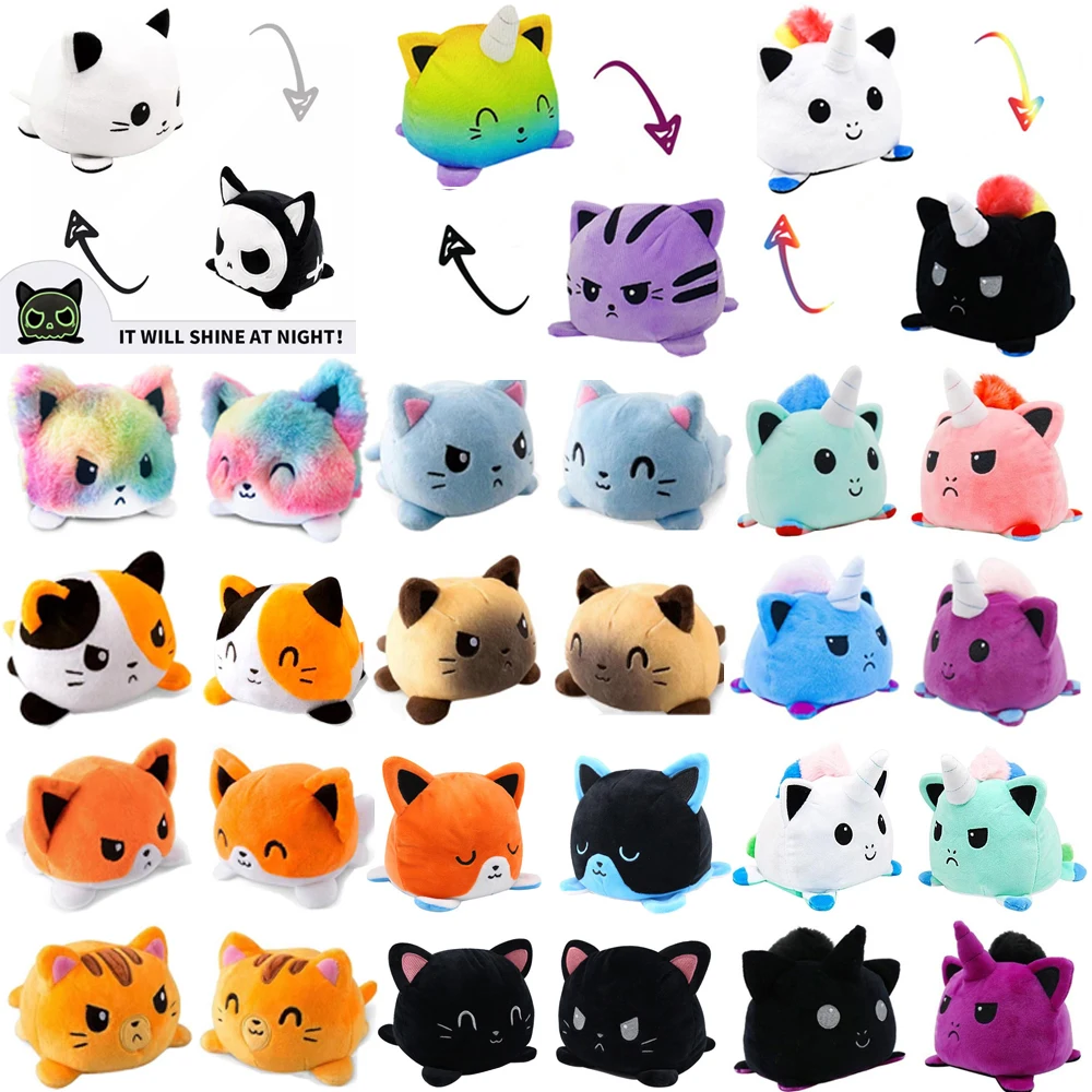 

Reversible Plush Flip Toys Animal Cat Dog Unicorn Panda Double-sided Angry Reversible Happy Doll Shine Soft Cute Children Gifts