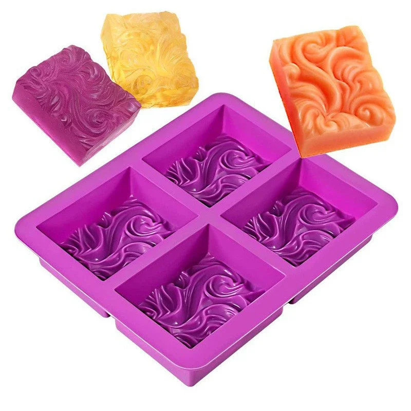 Rectangle Silicone Soap Molds Soap Making Supplies Sea Wave DIY Moulds