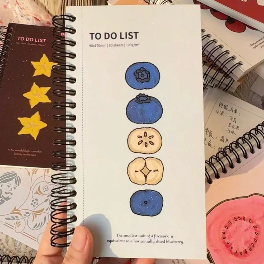 Aesthetic Spiral-Bound Illustration Journal & Habit Tracker Notebook