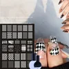 1PC Nail Stamping Plates Set DIY Decorations Nail Polish Glue Transparent Seal Printed Steel Plate Checkerboard Template Mold 2
