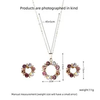Ensemble collier et boucles d'oreilles en or pour dames, bijoux en forme de cercle de diamant, style de mode simple, vitrail exquis, célébrité, 3 pièces 6