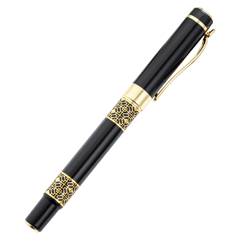 

Luxury Black Wood Golden Carving Gel Pen Gift Pen Hotel Business Writing Ballpoint Pen Office School Stationery Supply