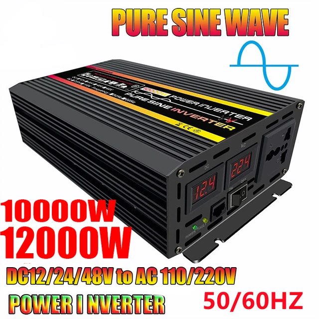 10000/12000W Pure Sine Wave Inverter DC 12V 24V To AC 220V Power