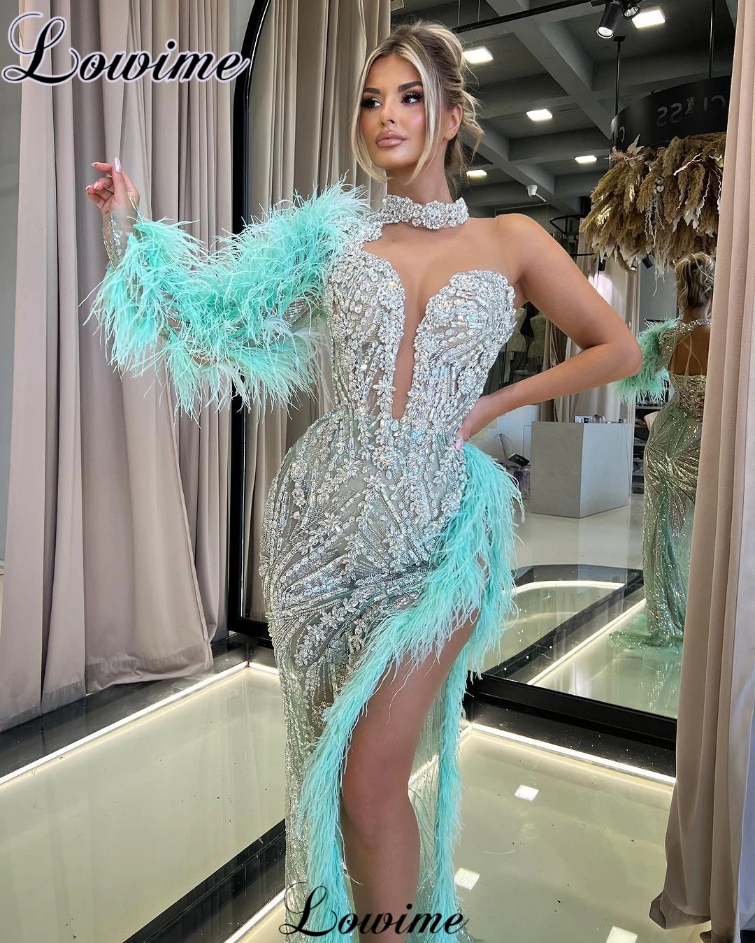 Luxury Crystals Cocktail Dresses For Women One Shoulder Elegant Grand Party Dresses Sexy Evening Gowns