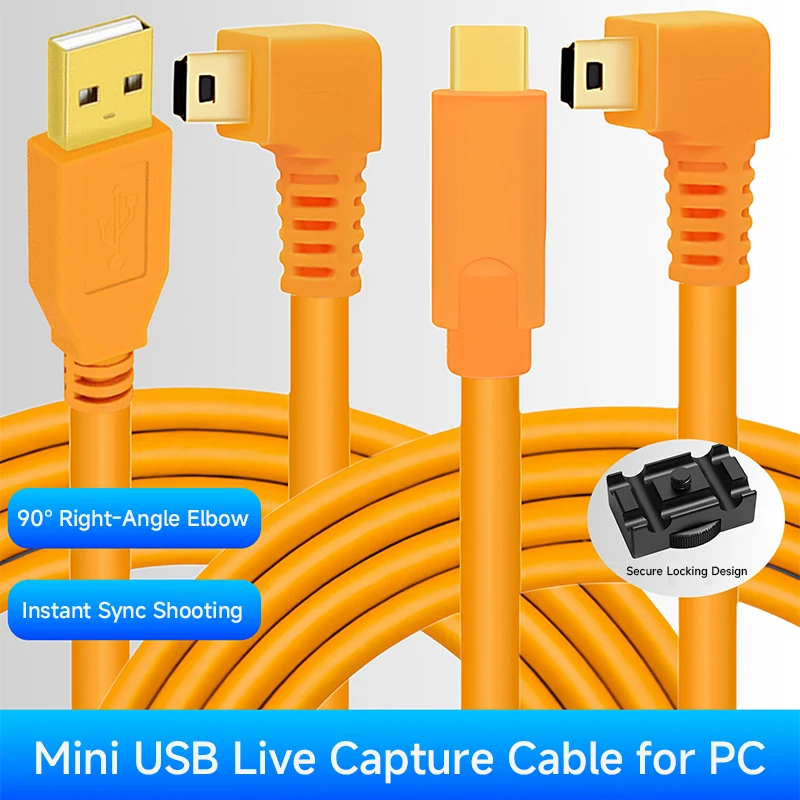 USB C-미니 5핀 연결 케이블, 캐논 니콘 DSLR 카메라용 고속 데이터 전송, PC 동기화, 즉시 미리보기