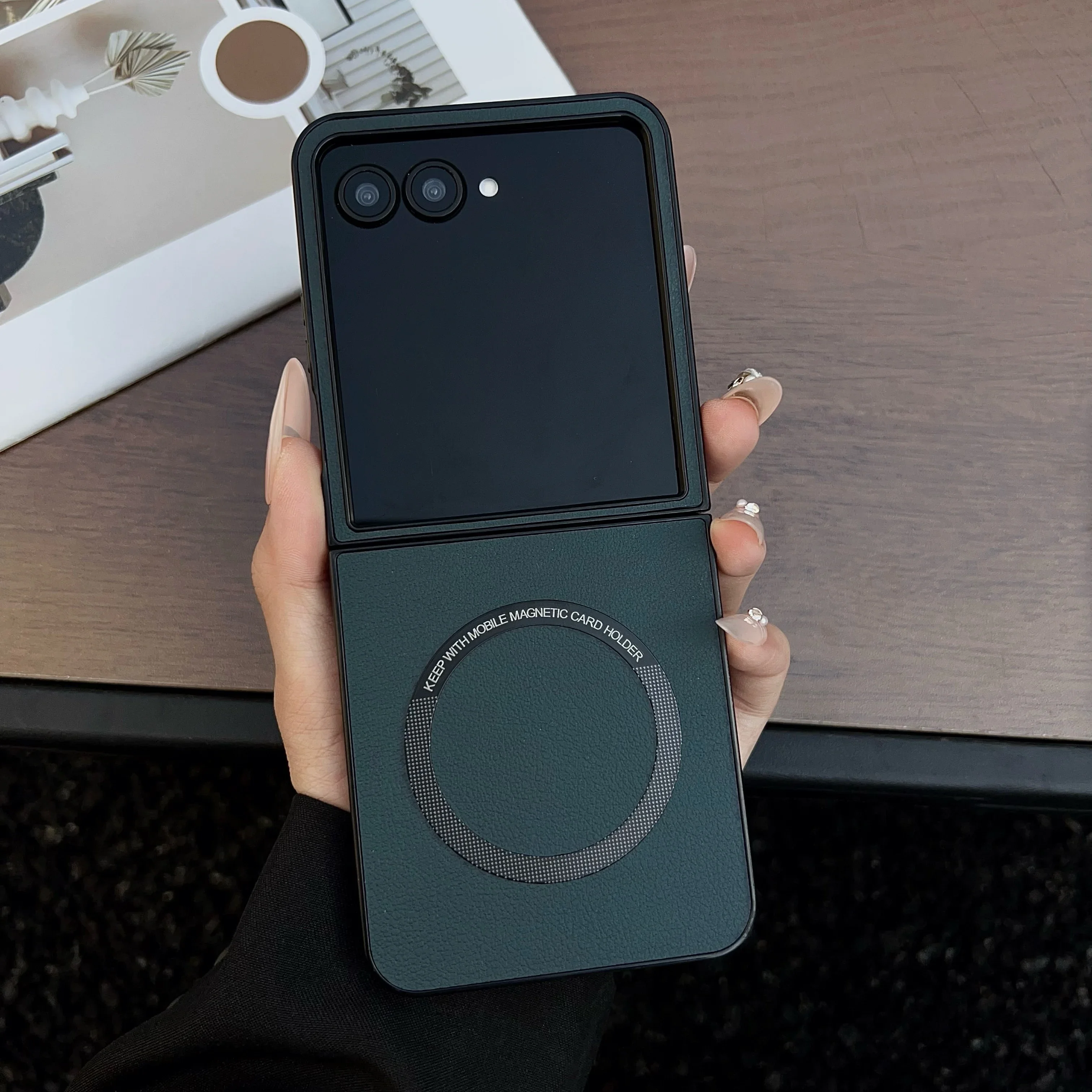 Ultra-Slim Magnetic Leather Wireless Charging Case - Shockproof and Durable Design