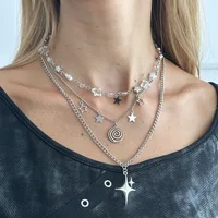 Collier pendentif en spirale en acier inoxydable / collier ras du cou superposé / collier avec breloque étoile / style grunge cyber y2k fairycore subversif archive 4