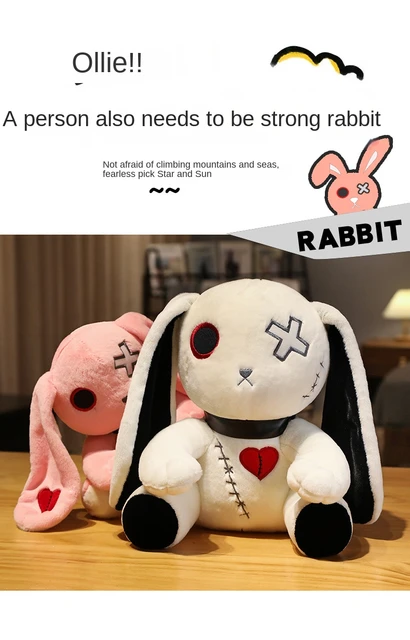 25/30cm Dark Rabbbit Toy Easter Plush Bunny Doll Stuffed Animals Gothic  Rock Style Halloween Soft Plush Toys Gifts Home Decor