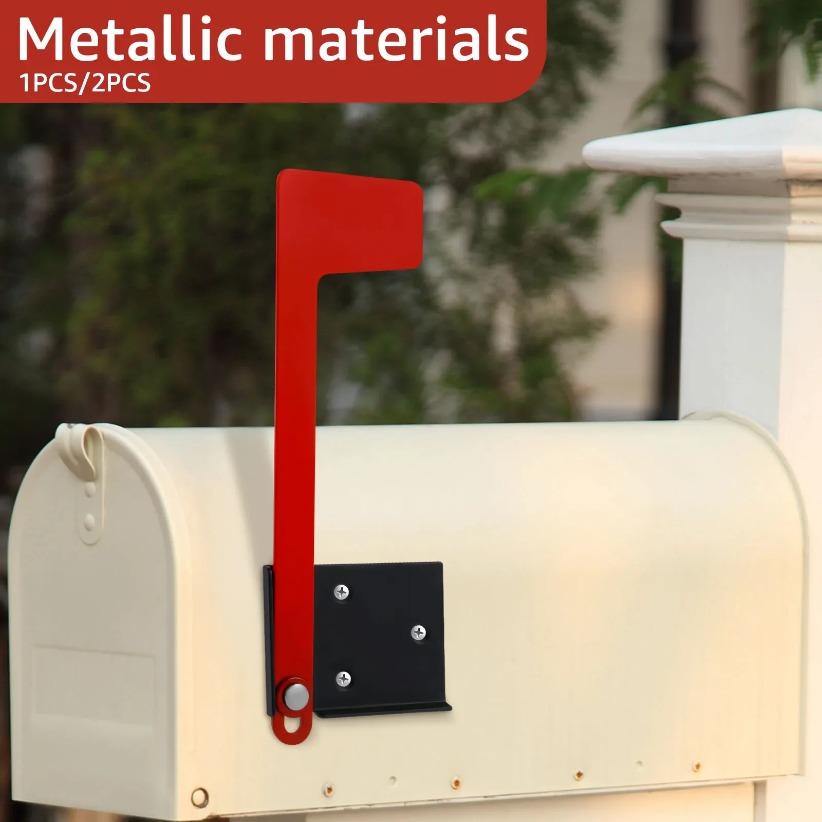 1/2Pcs Mailbox Flag Replacement Kit Heavy Red Metal Outgoing Mailbox Flag Kit with Double Sided Adhesive Professional