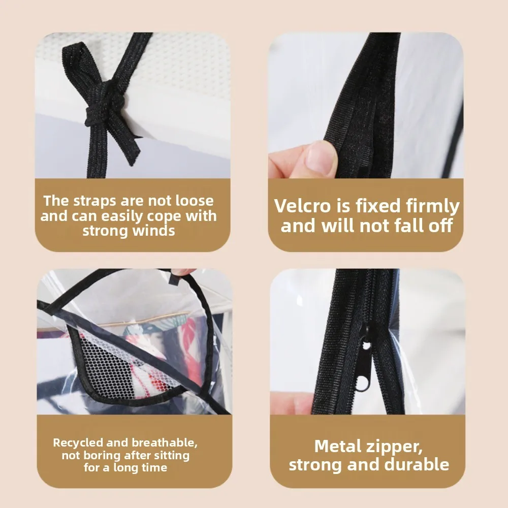 Transparent Baby Strollers Rainproof Cover Windproof Travel Baby Pram Rain Cover Nobstructed View Waterproof Pushchair Raincoat