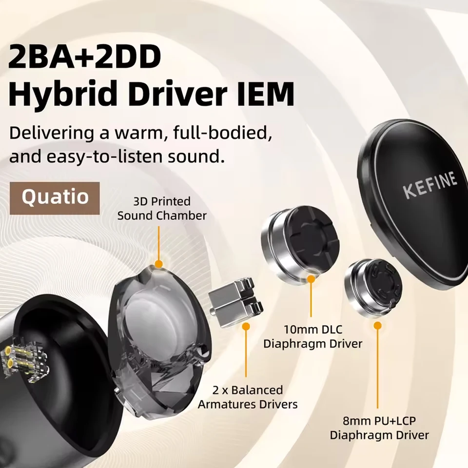 KEFINE Quatio 2DD+2BA ハイブリッドドライバー インイヤーイヤホン