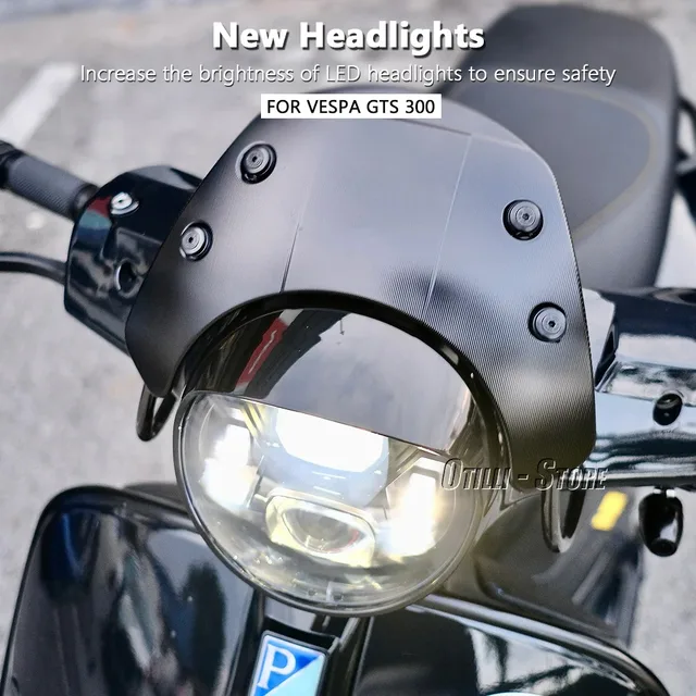 LED Headlight Assembly Black Chrome For Vespa GTS300 GTS 300 gts300 Motorcycle Headlamp Light Accessories