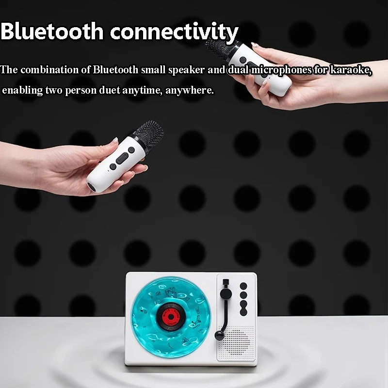 Portable Wave Bluetooth Speaker Wireless Karaoke Soundbar Microphone White Noise Sleep Aid Music Box RGB Light TF Card Player