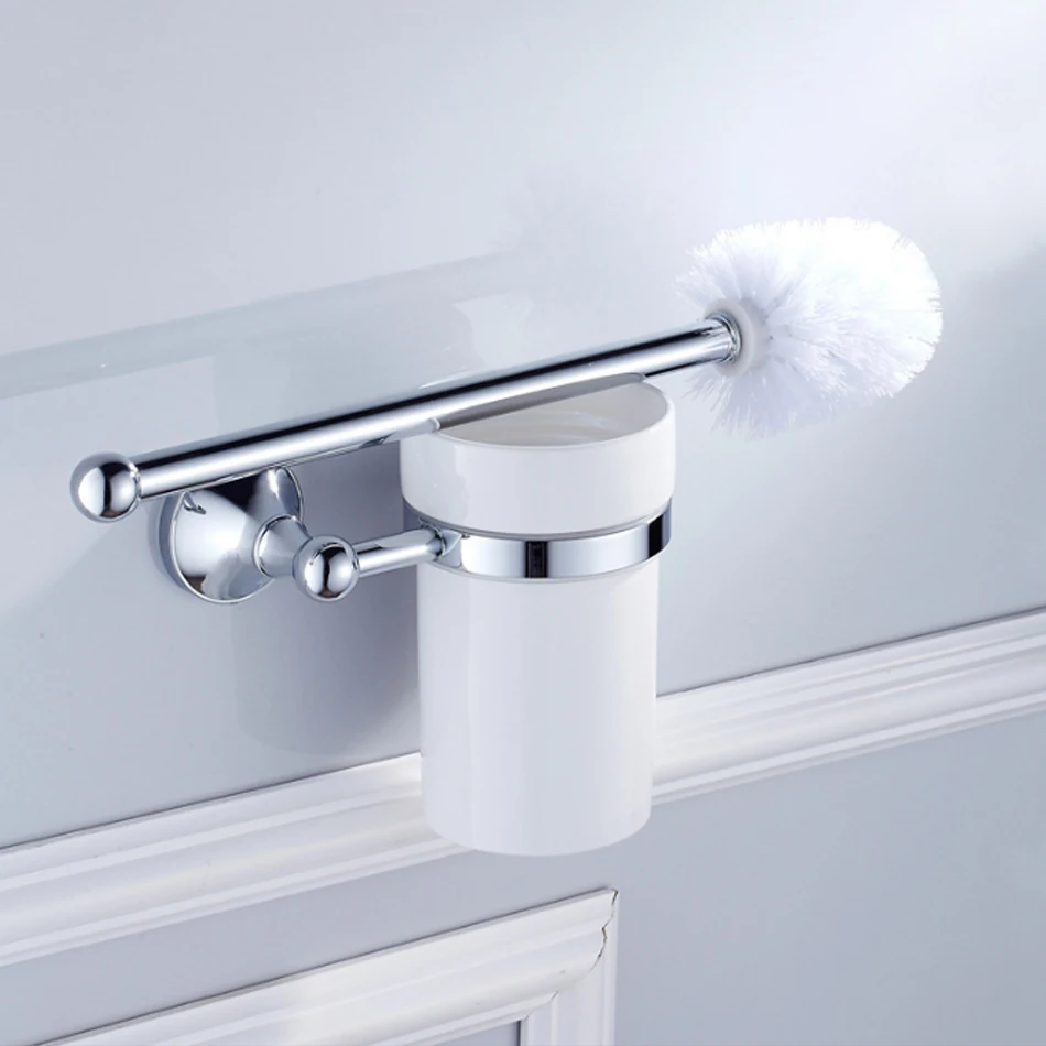 Chrome Bathroom Hardware Set Brass Chrome Double Towel Bar Toilet Brush Shelf WC Paper Roll Holder for Bathroom Accessories Set paper towel holder toilet paper holder bathroom hardware set