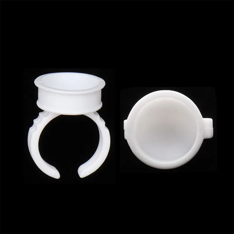 Disposable White Glue Holder Ring Adhesive Pallet For Eyebrow Tattoo Pigment Eyelash Extension Container Ring Cup 100pcs glue holder ring